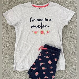 Threadbare I'm One in a Melon Pajama Set - Gray and Navy